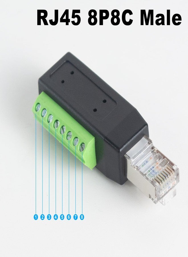 Poyiccot RJ45 Screw Terminal Breakout Board Adapter, 90 Degree RJ45 Screw Terminal Connector, Network Ethernet Adapter 8P8C Male to 8 Pin AV Extender for CCTV, Cat5, Cat6 (2-Pack) - Image 4